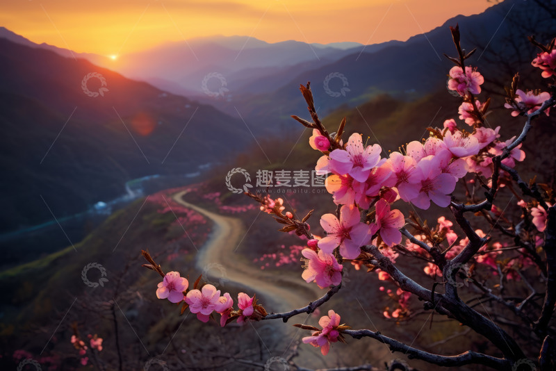 高清大图下载【趣麦麦图】山坡上的桃树枝特写