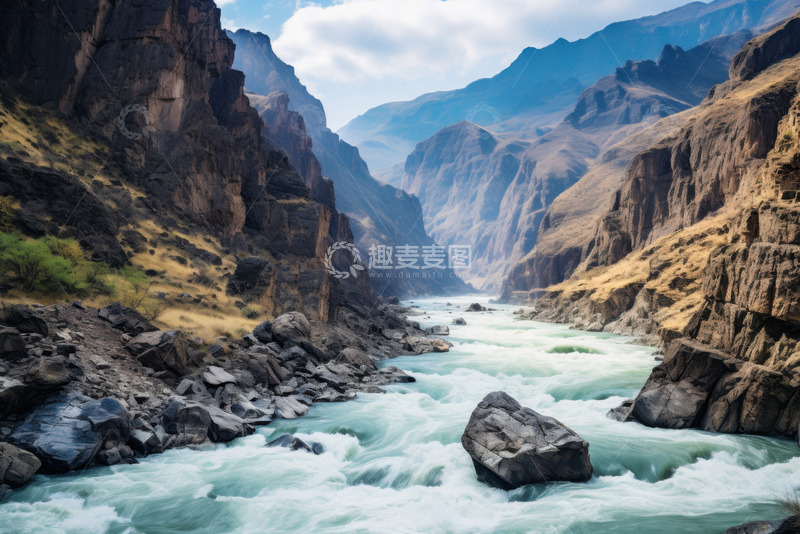 高清大图下载【趣麦麦图】石山山谷里的河流