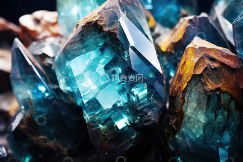高清大图下载【趣麦麦图】蓝色冰晶矿石