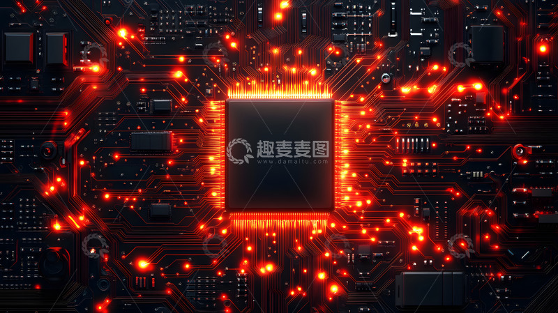 高清大图下载【趣麦麦图】微芯片电路板的特写展示