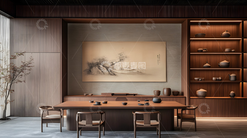 高清大图下载【趣麦麦图】现代中式茶室设计