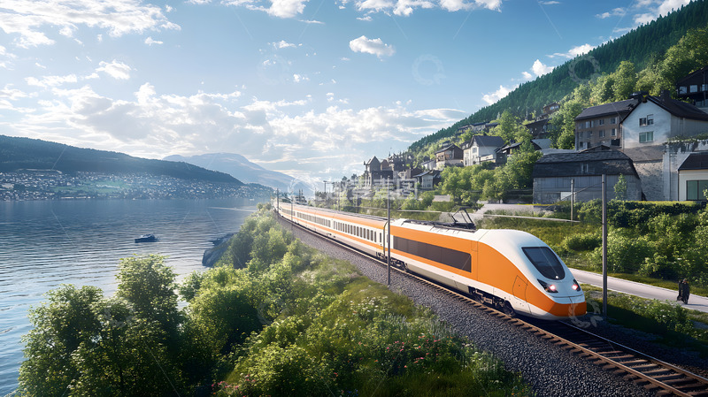 高清大图下载【趣麦麦图】高速列车穿越乡村的壮丽景色