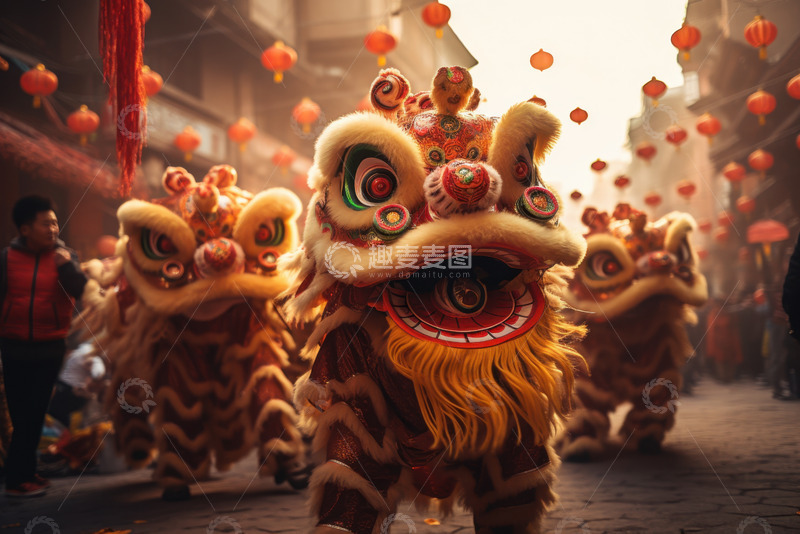 高清大图下载【趣麦麦图】过年舞狮子摄影