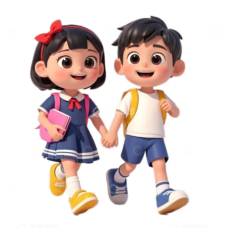 高清大图下载【趣麦麦图】开学季卡通3D学生素材