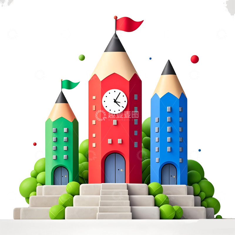 高清大图下载【趣麦麦图】开学季卡通铅笔素材