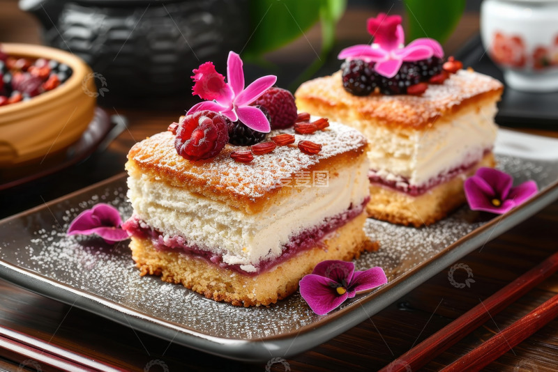 高清大图下载【趣麦麦图】一盘鲜花蛋糕