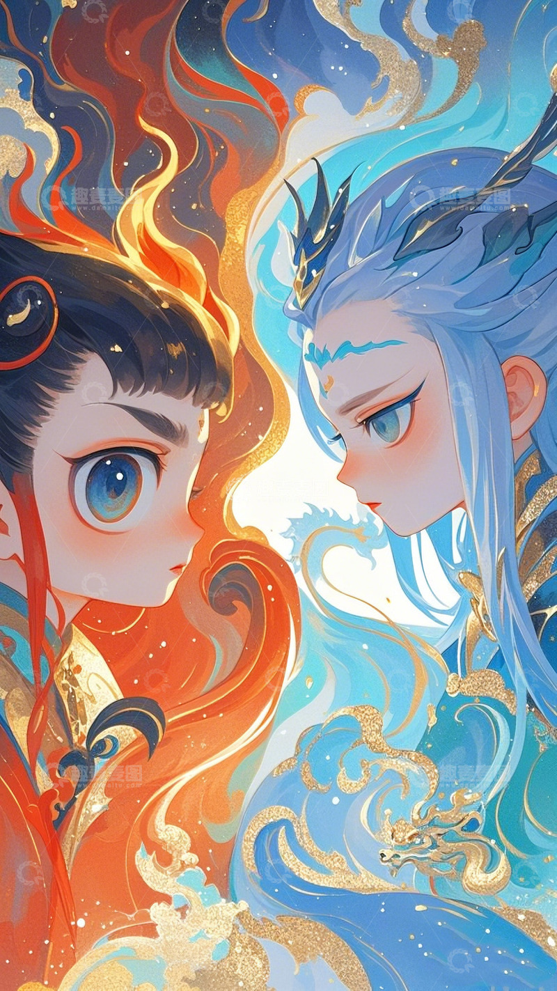 高清大图下载【趣麦麦图】哪吒三太子敖丙插图神话卡通