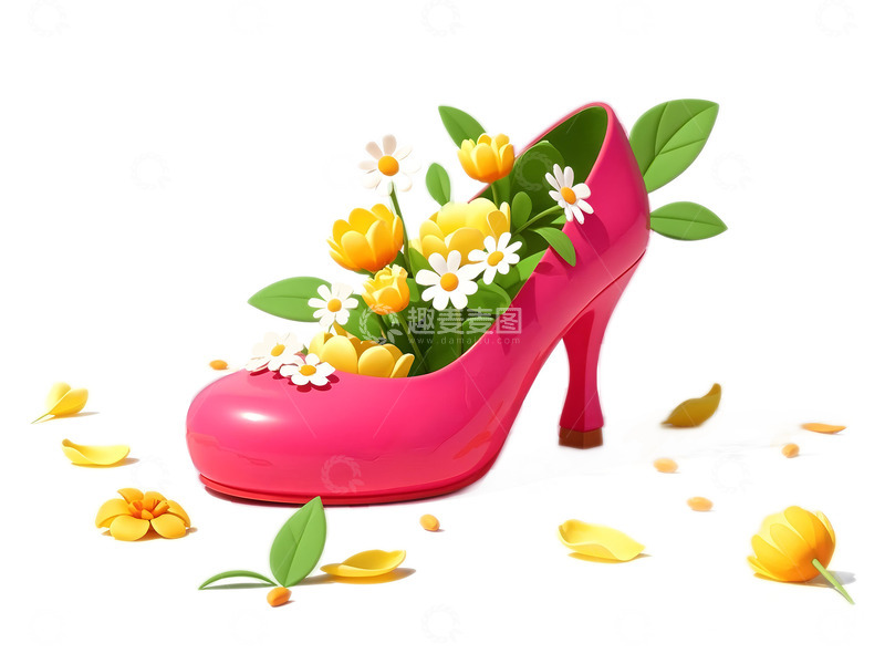 高清大图下载【趣麦麦图】女神节3D高跟鞋卡通素材