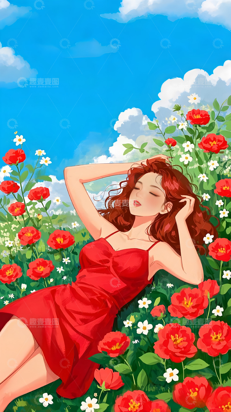 高清大图下载【趣麦麦图】女神节妇女节插画背景