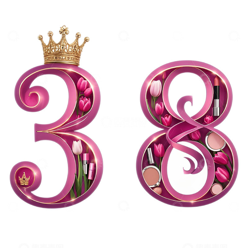 高清大图下载【趣麦麦图】妇女节日期数字设计素材