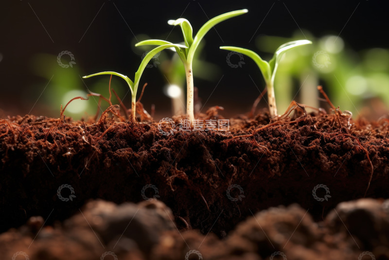 高清大图下载【趣麦麦图】土壤里生长的植物