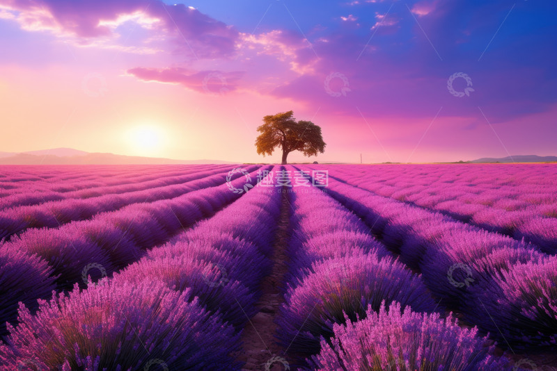 高清大图下载【趣麦麦图】一片紫色的薰衣草花田