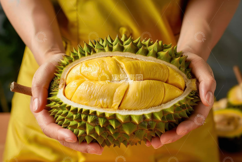 高清大图下载【趣麦麦图】抱着一个榴莲