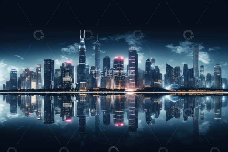 高清大图下载【趣麦麦图】城市高楼大厦夜景