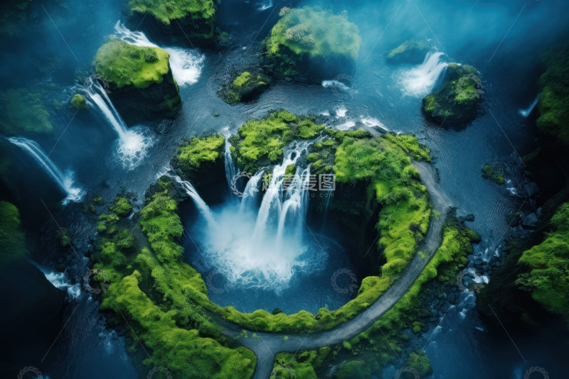 高清大图下载【趣麦麦图】水潭瀑布流水