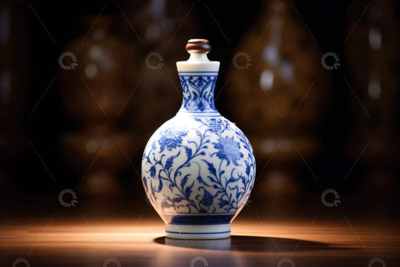 高清大图下载【趣麦麦图】一个青花瓷瓶放在桌面