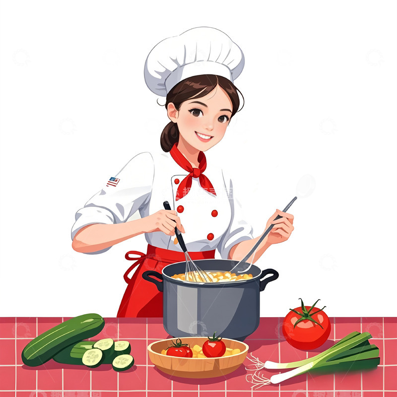 高清大图下载【趣麦麦图】妇女节女性厨师卡通职业素材
