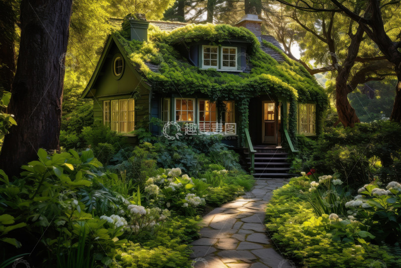 高清大图下载【趣麦麦图】爬满绿植的小屋