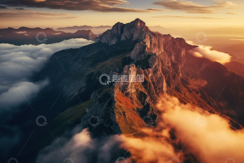 高清大图下载【趣麦麦图】崎岖的山峰岩石云雾