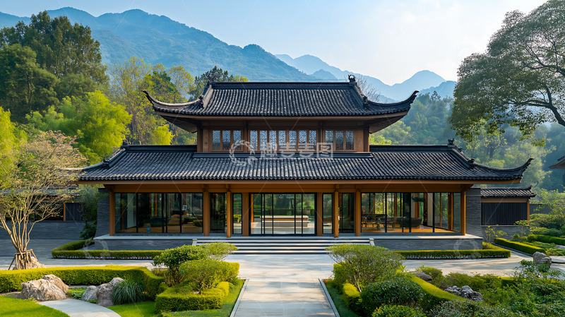 高清大图下载【趣麦麦图】新中式卯榫房屋