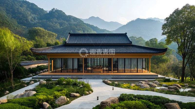 高清大图下载【趣麦麦图】新中式建筑瓦顶