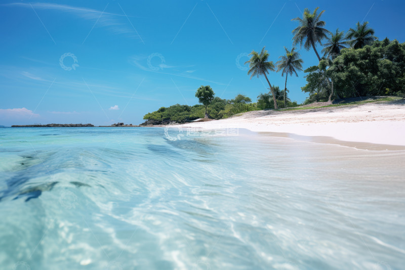 高清大图下载【趣麦麦图】清澈的海水椰树