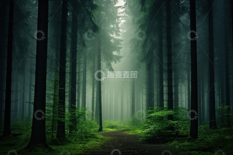 高清大图下载【趣麦麦图】-幽深的森林美景