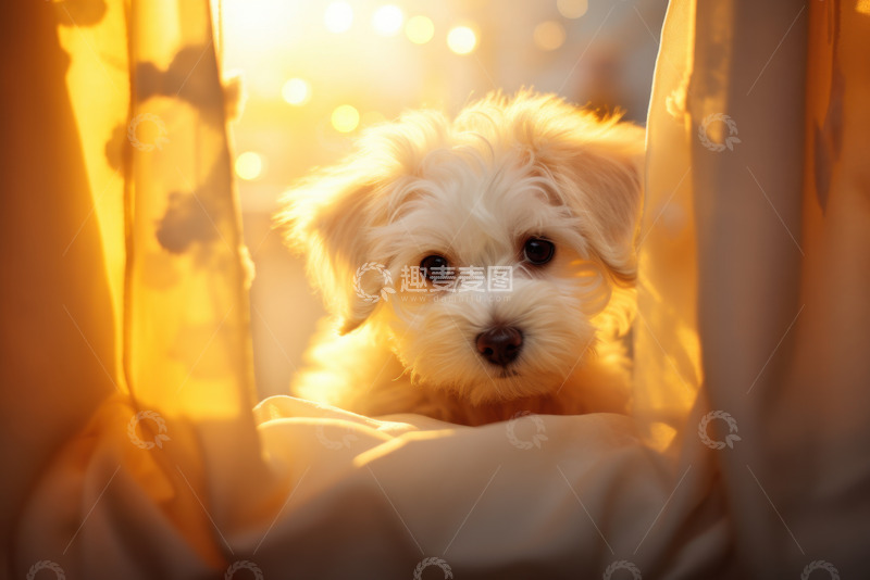 高清大图下载【趣麦麦图】阳光洒在小狗身上