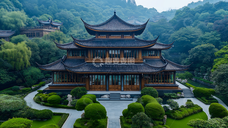 高清大图下载【趣麦麦图】-新中式房屋瓦顶