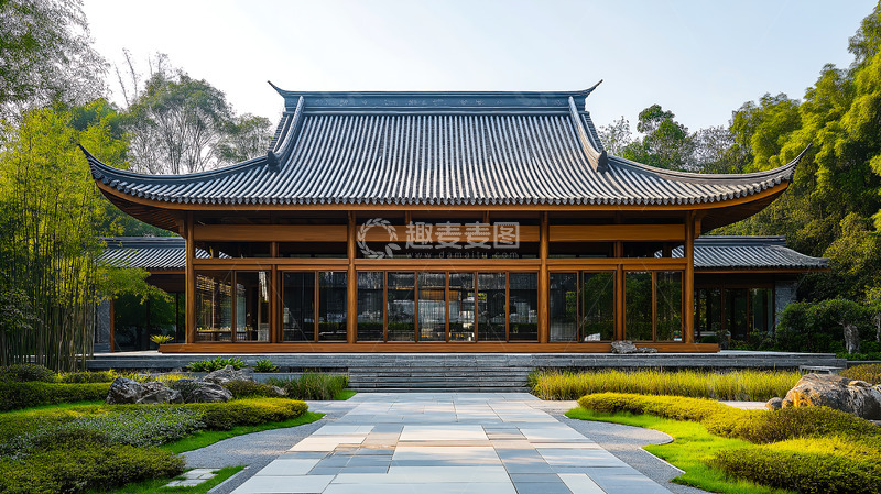 高清大图下载【趣麦麦图】新中式卯榫建筑
