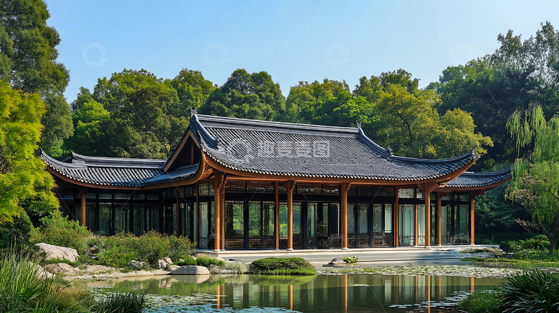 高清大图下载【趣麦麦图】卯榫新中式建筑房屋瓦顶