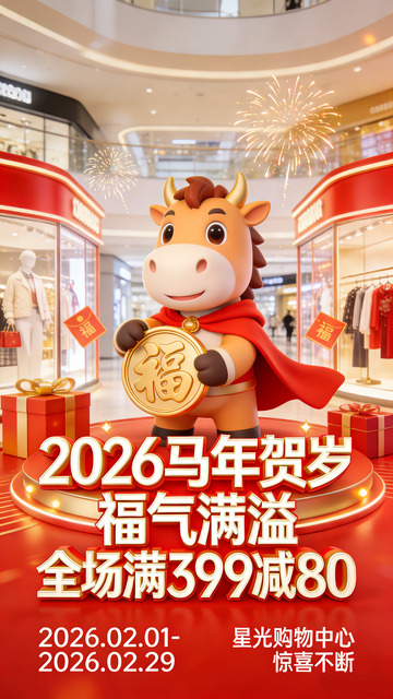 马年贺岁喜庆促销海报