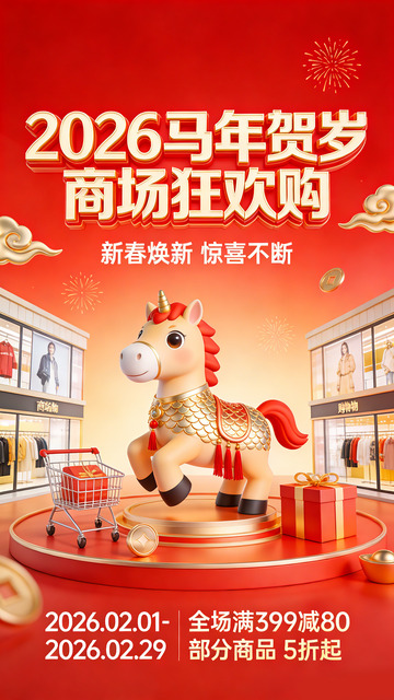 马年贺岁狂欢购海报设计
