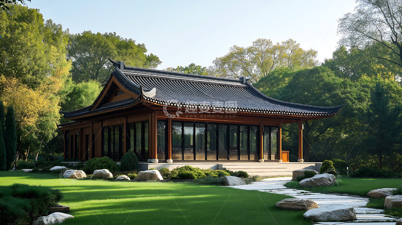 高清大图下载【趣麦麦图】瓦顶新中式房屋