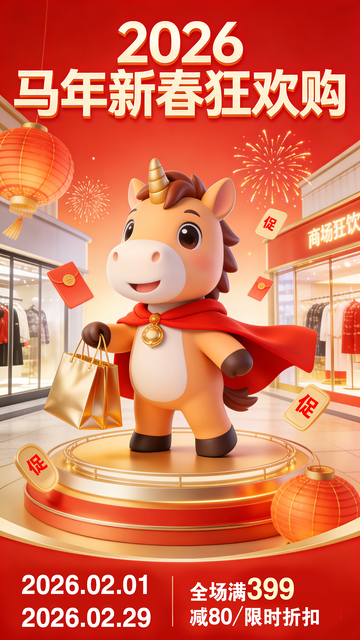 2026马年新春购物海报
