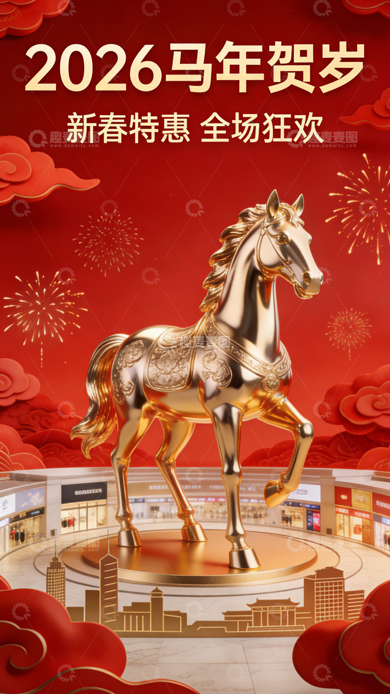 高清大图下载【趣麦麦图】2026年金马迎春宣传海报