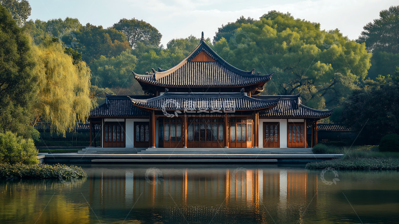 高清大图下载【趣麦麦图】新中式建筑卯榫房屋瓦顶