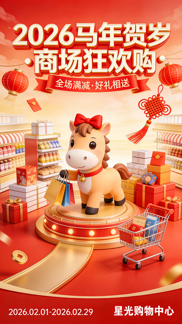 马年贺岁狂欢购海报设计