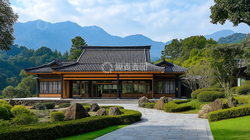 高清大图下载【趣麦麦图】卯榫新中式建筑瓦顶