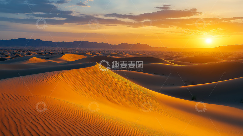 高清大图下载【趣麦麦图】沙漠沙丘日落
