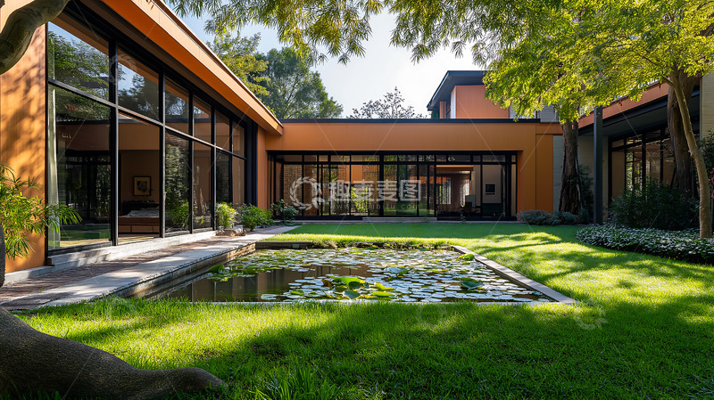 高清大图下载【趣麦麦图】庭院池塘院落