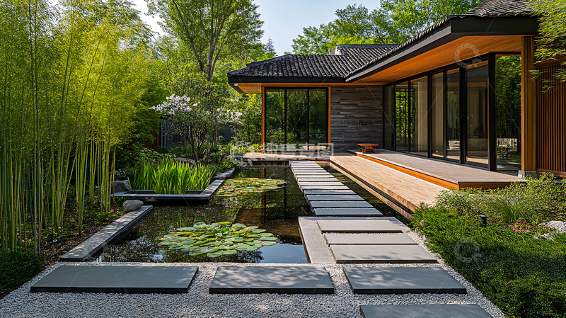 高清大图下载【趣麦麦图】庭院睡莲新中式