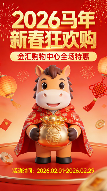 马年新春购物海报