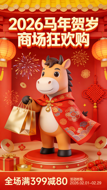 马年贺岁狂欢购海报设计素材