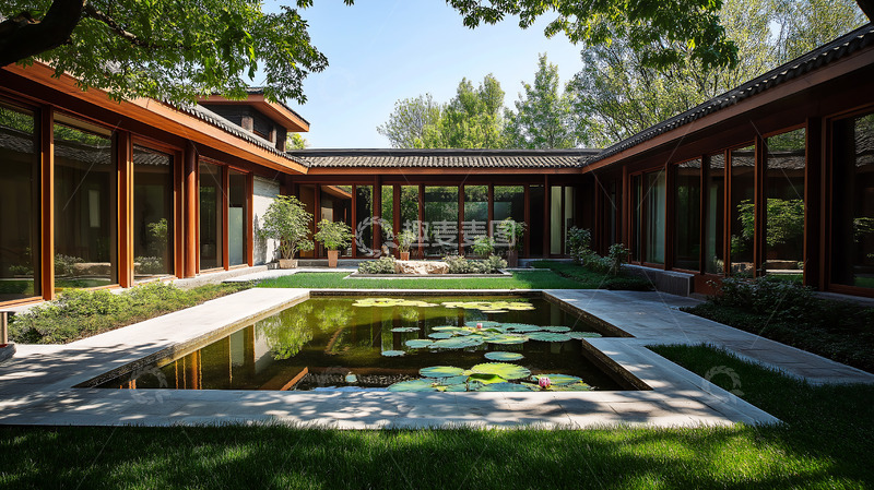 高清大图下载【趣麦麦图】院落新中式庭院