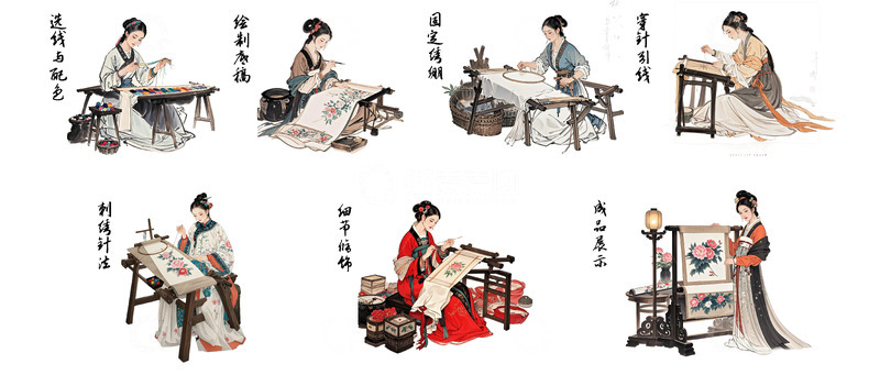 高清大图下载【趣麦麦图】古法刺绣工艺制作流程