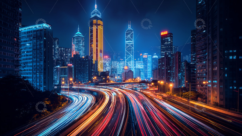 高清大图下载【趣麦麦图】夜景城市光轨