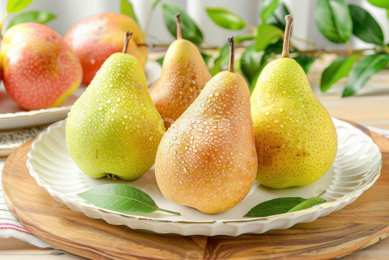 高清大图下载【趣麦麦图】一盘水果梨特写