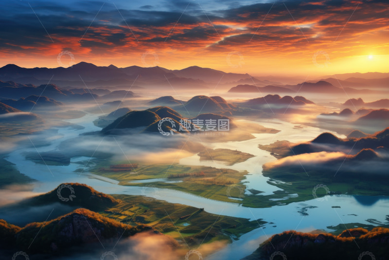 高清大图下载【趣麦麦图】群山河流湿地美景