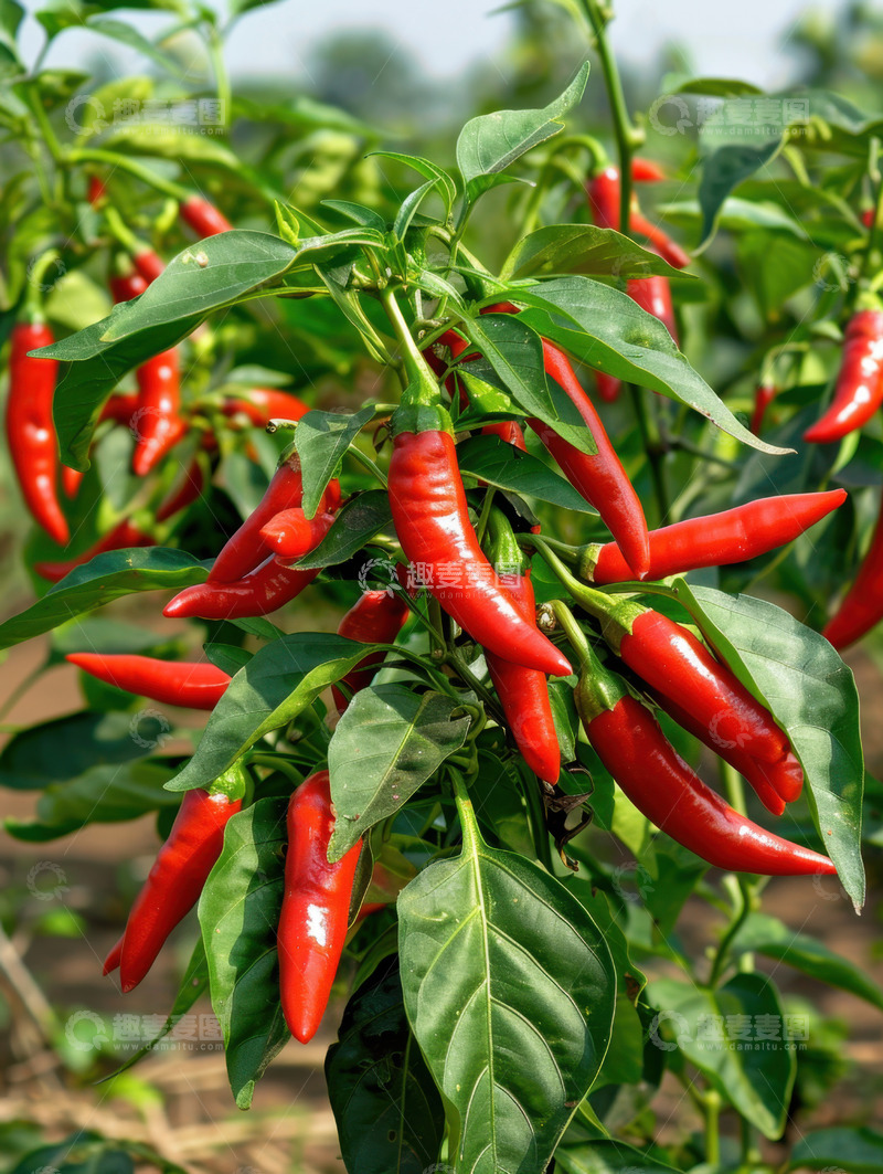 高清大图下载【趣麦麦图】生长的一株红辣椒